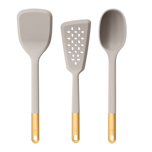 3-delige Siliconen Keukengerei Set, Taupe